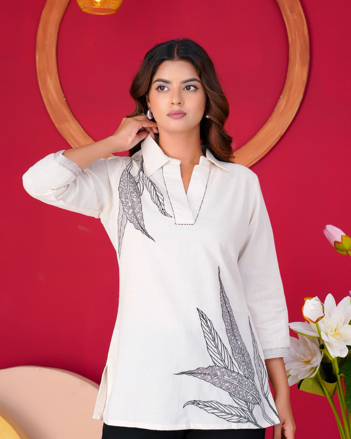 Cotton Linen Embroidery Top