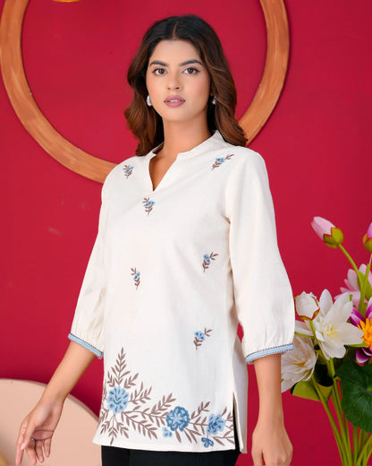 Cotton Linen Embroidery Top