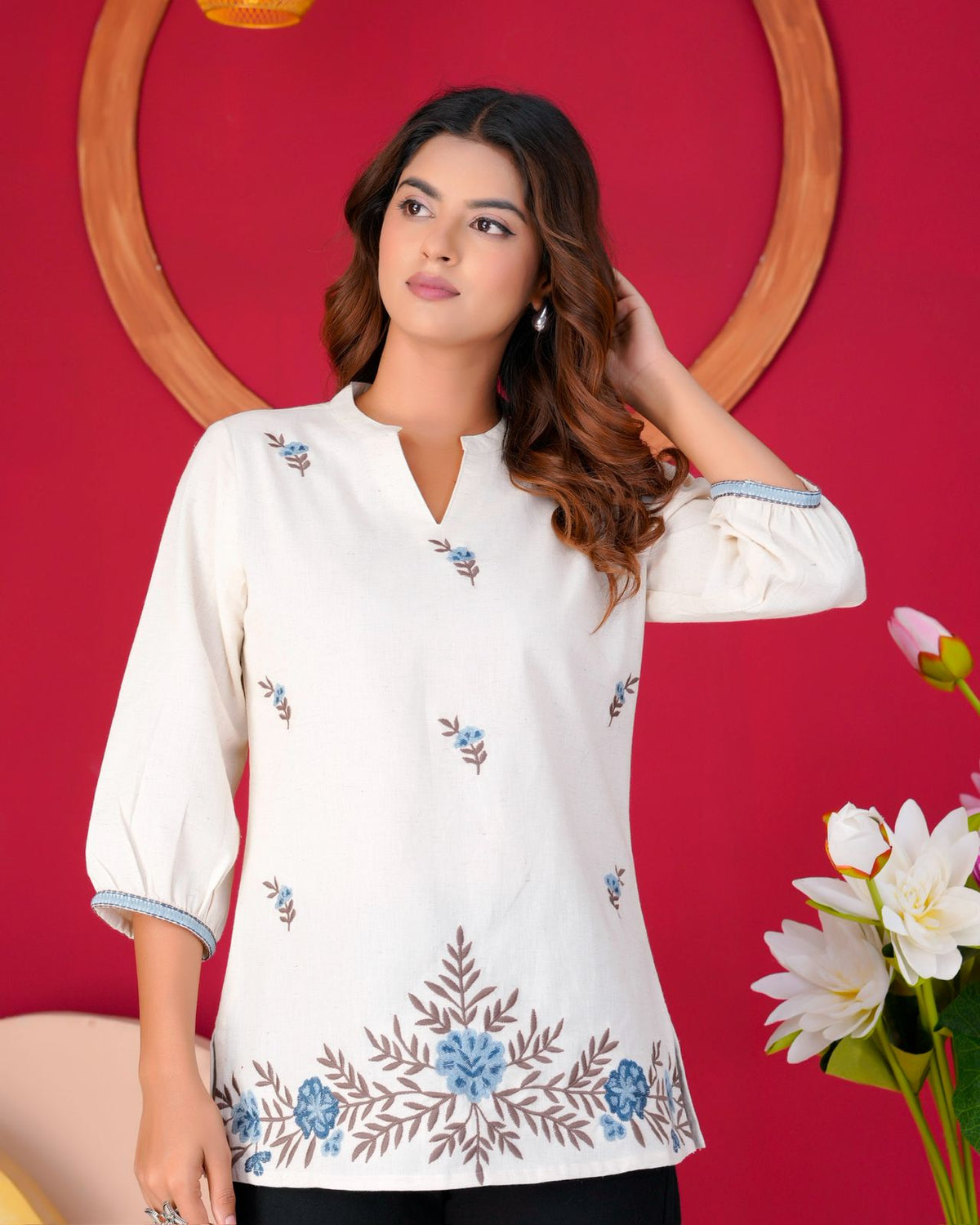 Cotton Linen Embroidery Top