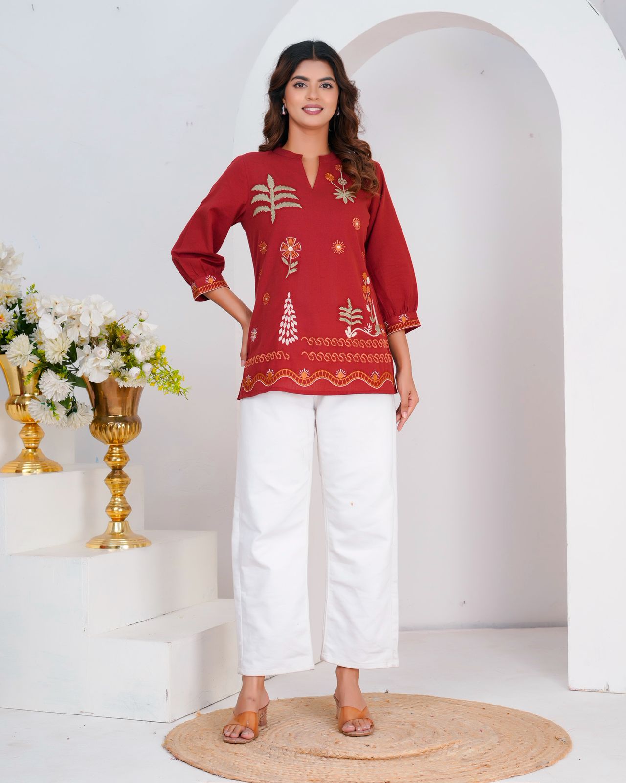 Cotton Linen Embroidery Top