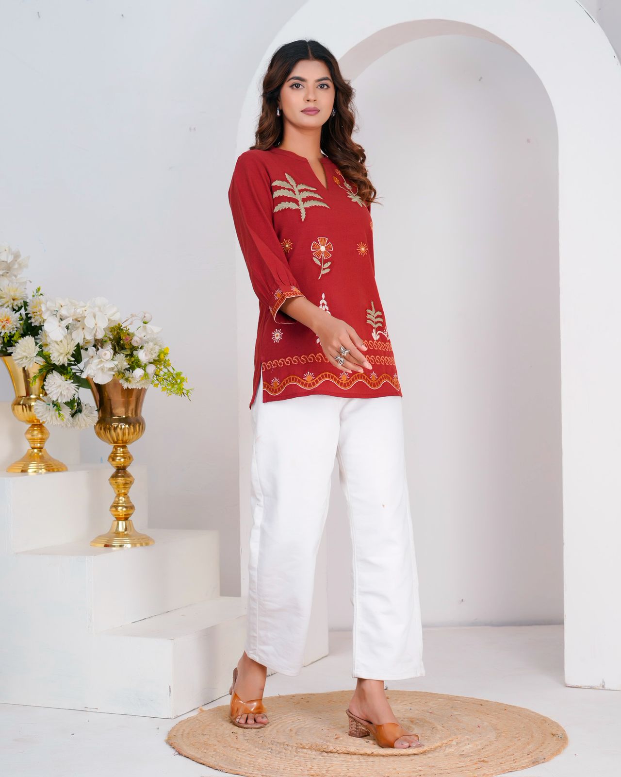Cotton Linen Embroidery Top