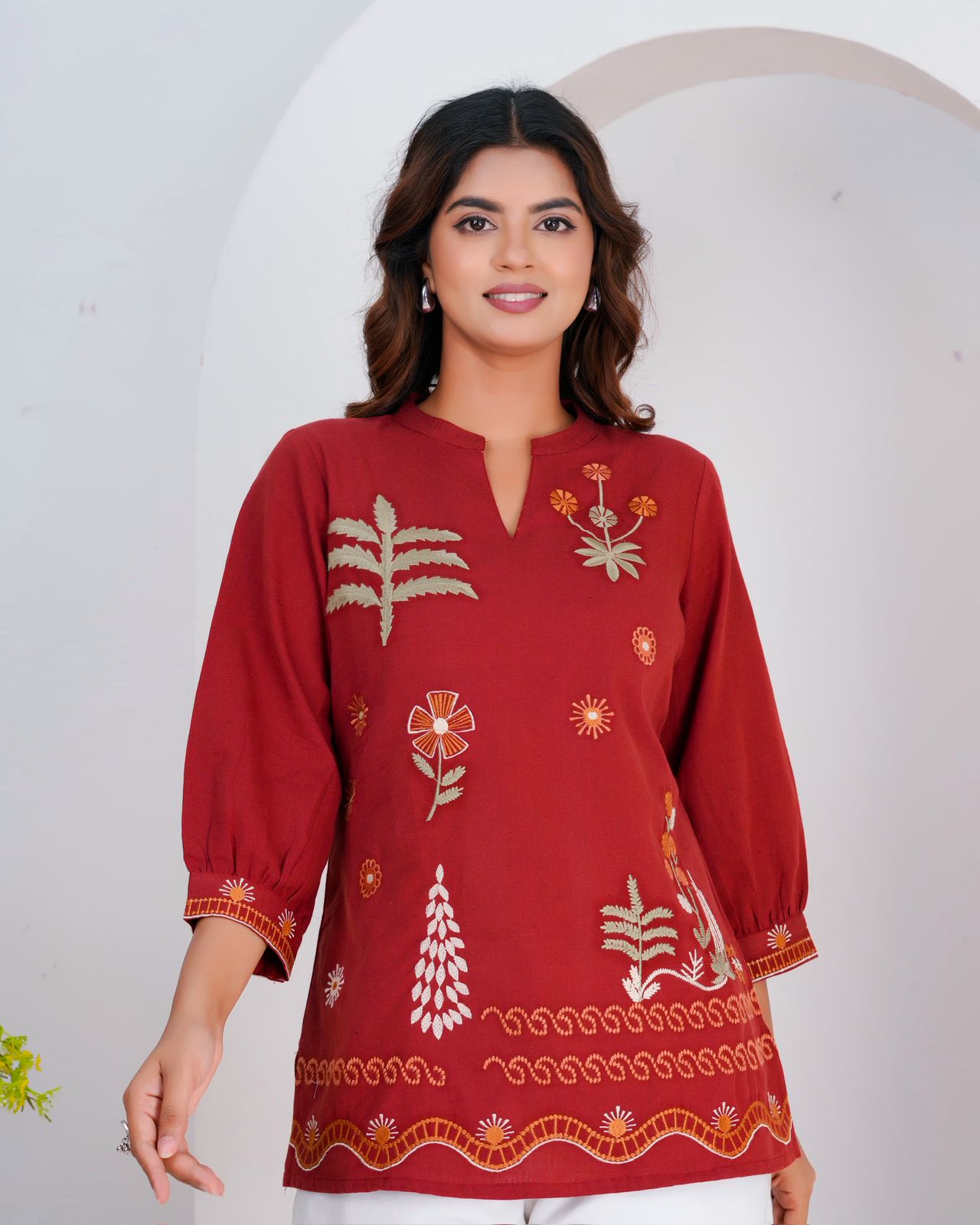 Cotton Linen Embroidery Top