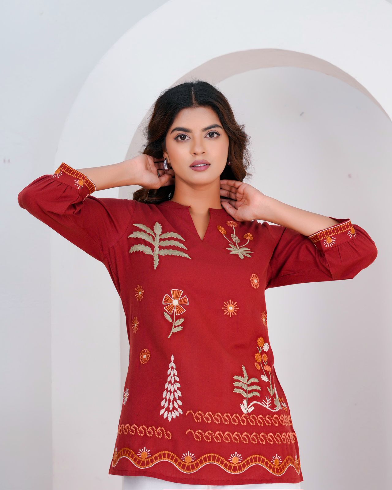 Cotton Linen Embroidery Top