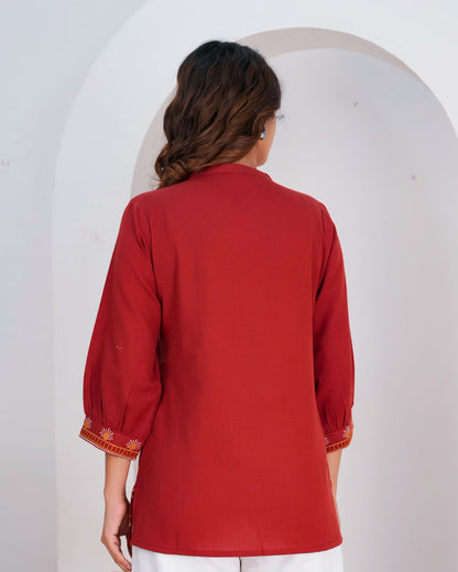 Cotton Linen Embroidery Top