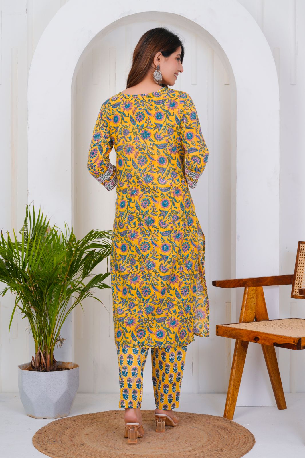 hand block printed kurta set with dupatta