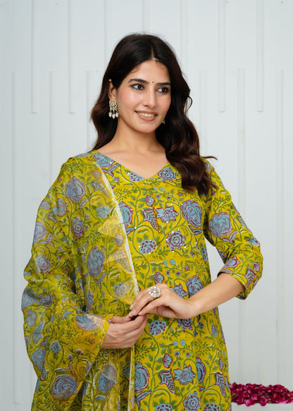 Green Meadow Kota Dupatta Suit