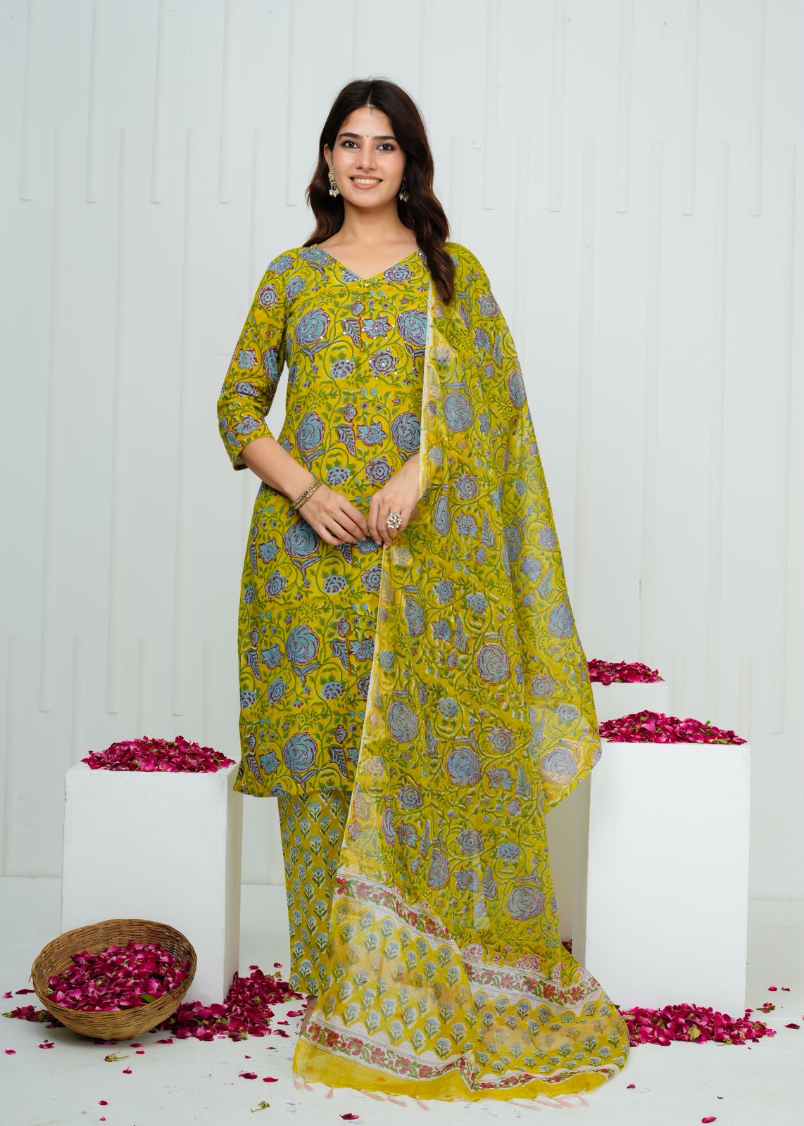 Green Meadow Kota Dupatta Suit