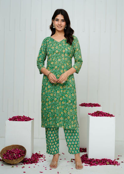 Emerald Green Kota Dupatta Suit
