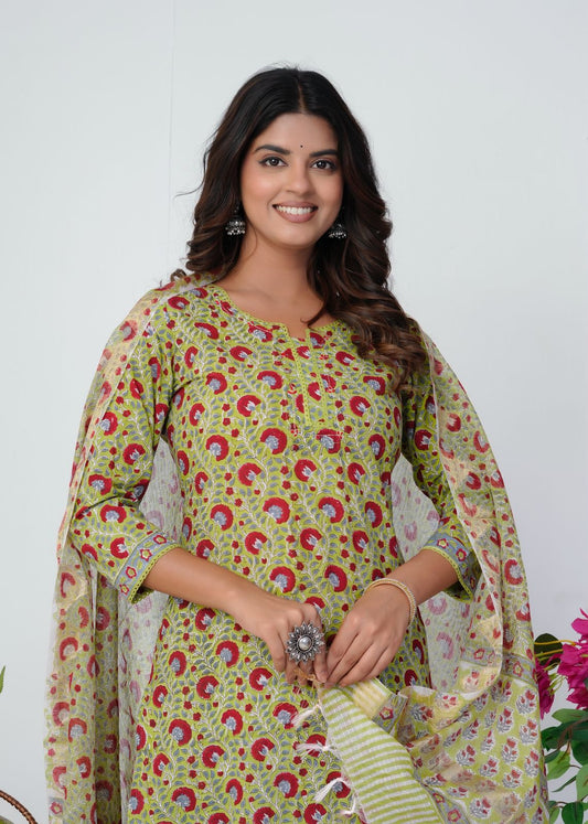 Verdant Petals Kota Dupatta Suit
