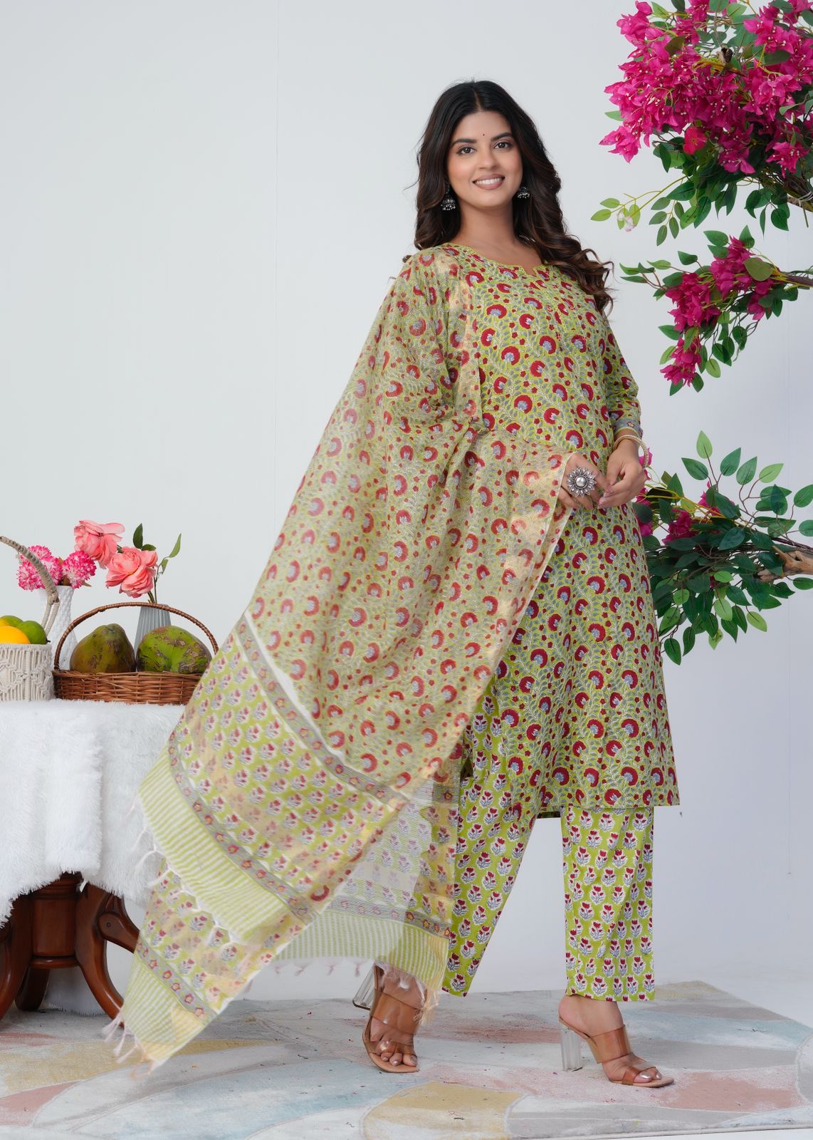 Verdant Petals Kota Dupatta Suit