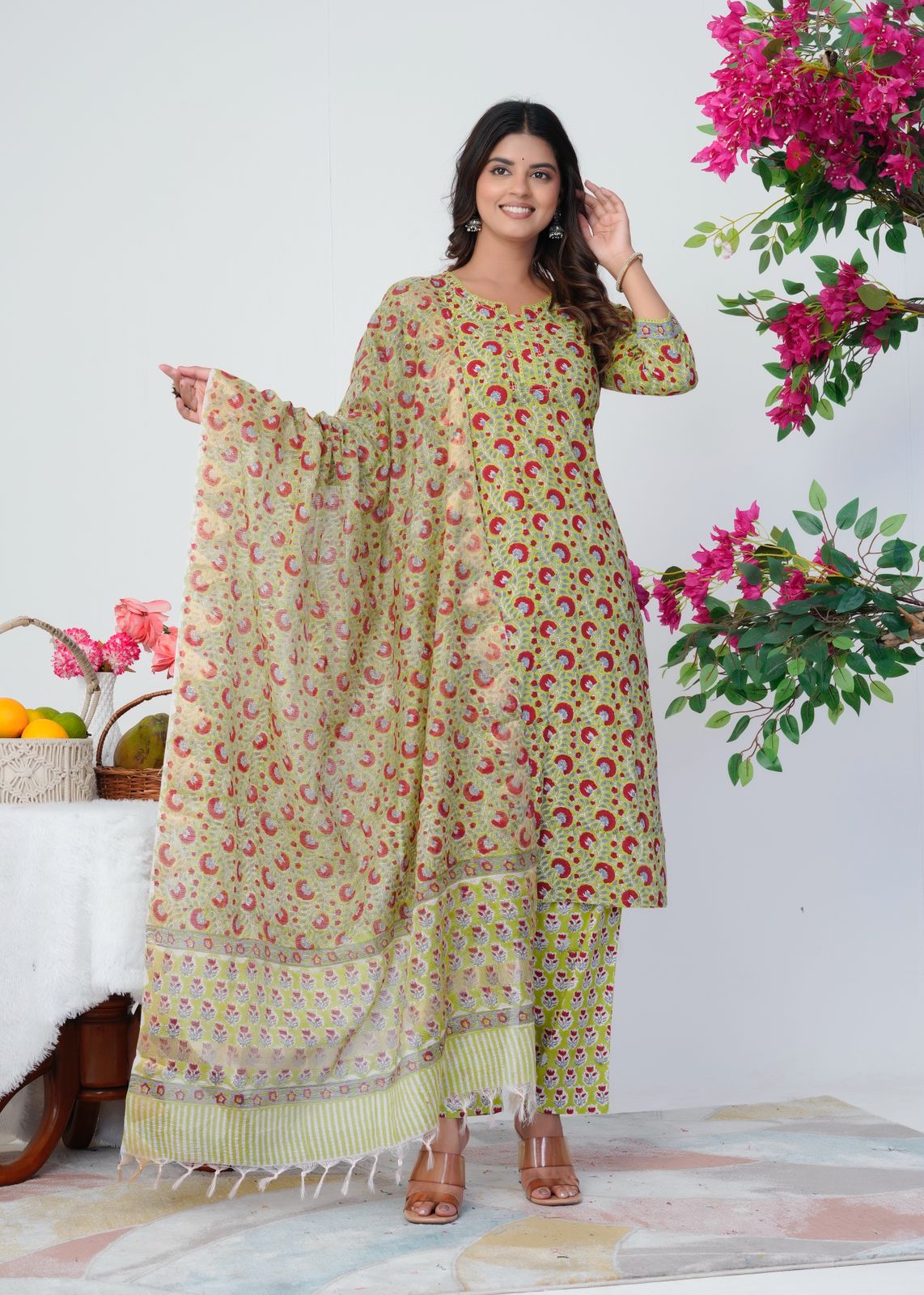 Verdant Petals Kota Dupatta Suit