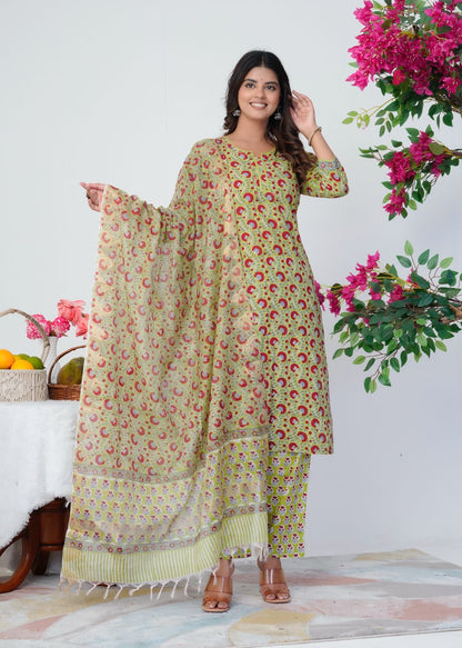 Verdant Petals Kota Dupatta Suit