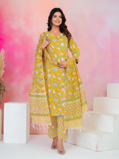 Yellow Serenade Moti Mala Kota Dupatta Suit