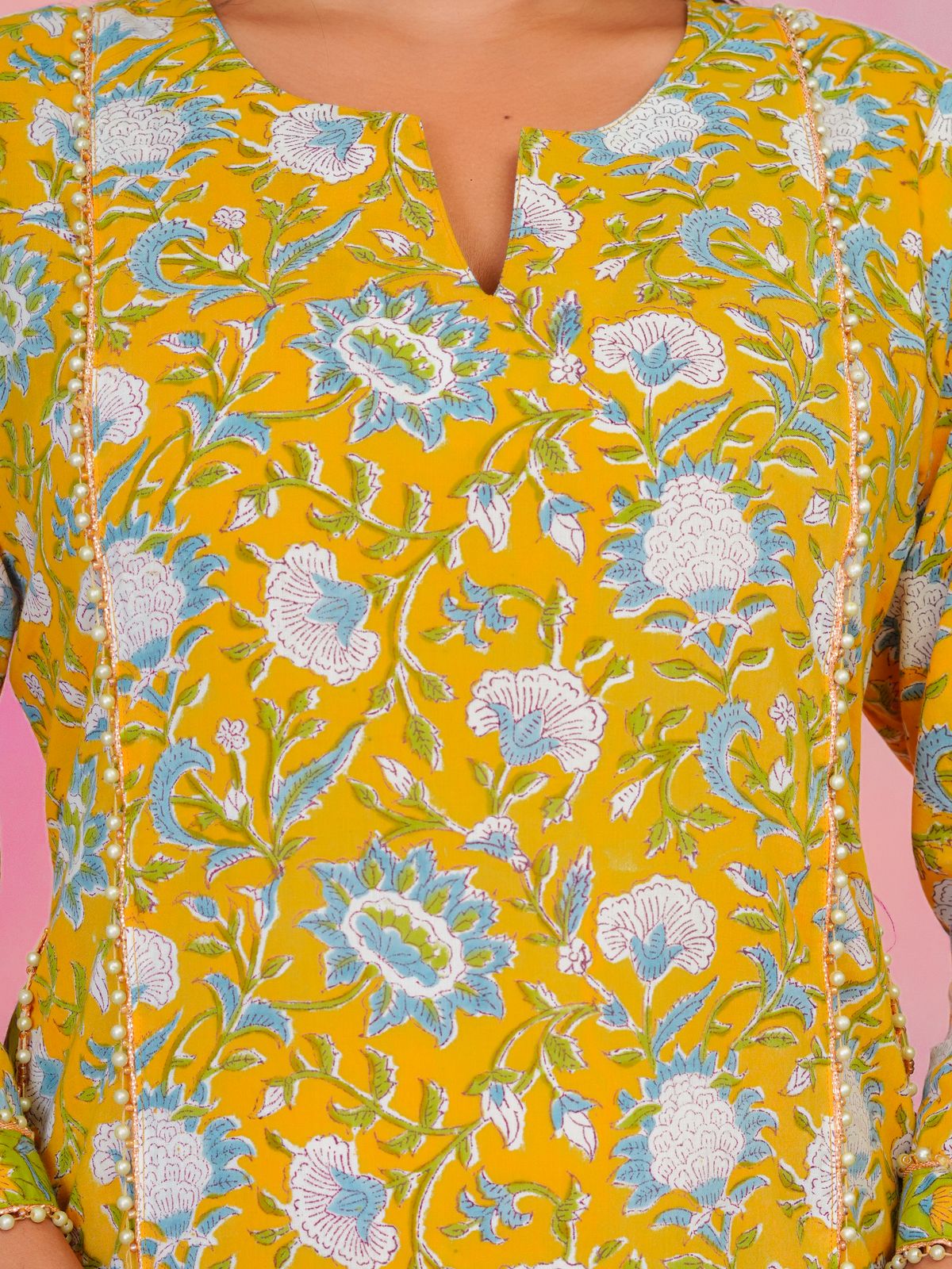 Yellow Serenade Moti Mala Kota Dupatta Suit