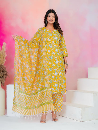 Yellow Serenade Moti Mala Kota Dupatta Suit