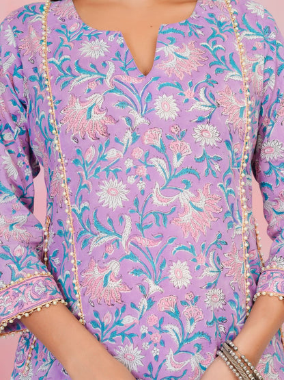 Pastel Purple Moti Mala Kota Dupatta Suit