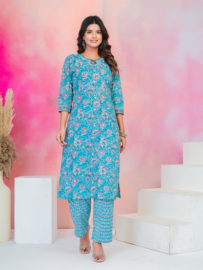 Blue Peach Kota Dupatta Suit