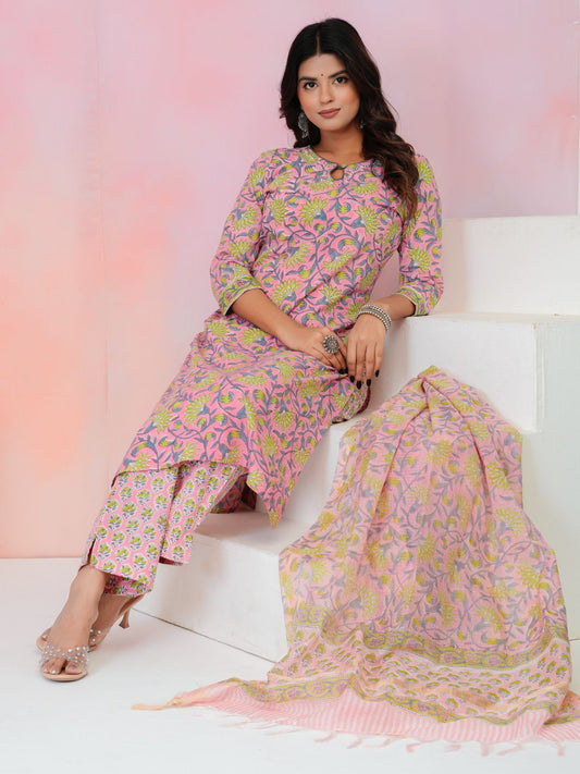Pastel Pink Elegance Kota Dupatta Suit