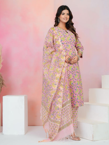 Pastel Pink Elegance Kota Dupatta Suit