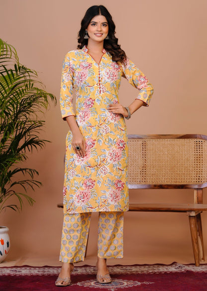 Pastel Yellow Kota Dupatta Suit