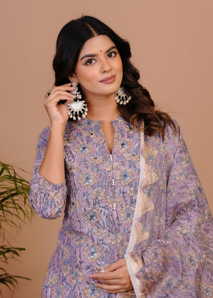 Lavender Harvest Kota Dupatta Suit