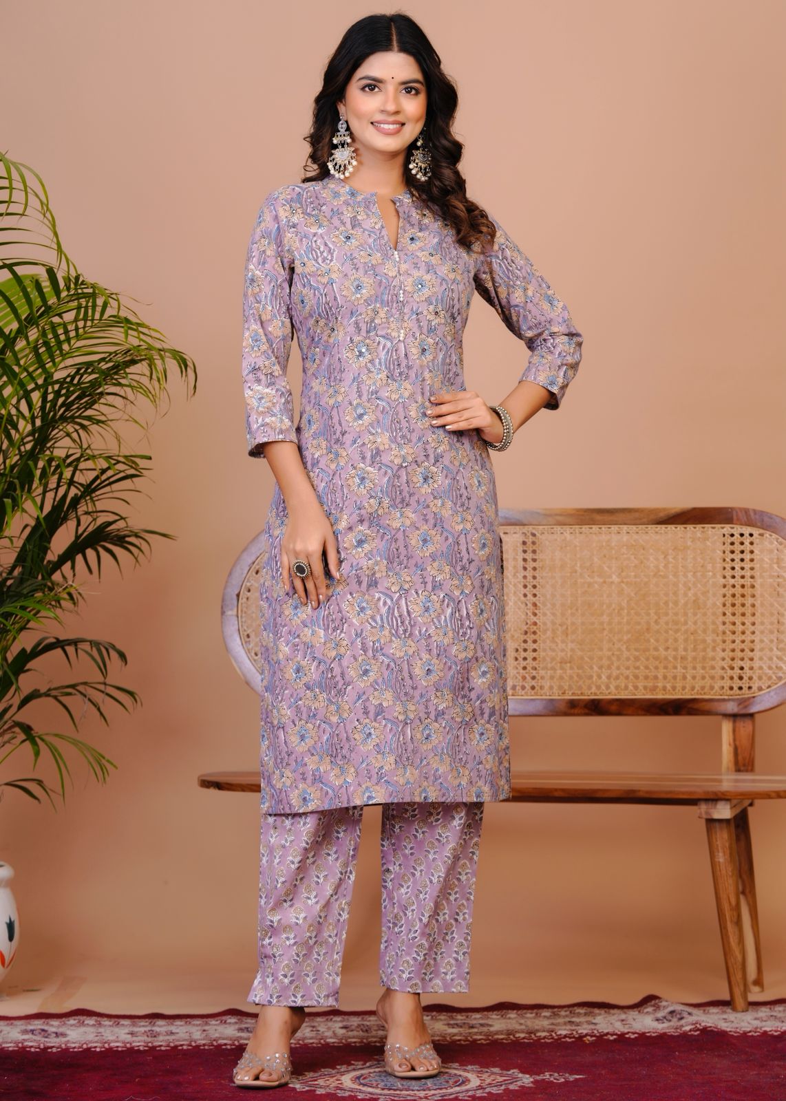 Lavender Harvest Kota Dupatta Suit