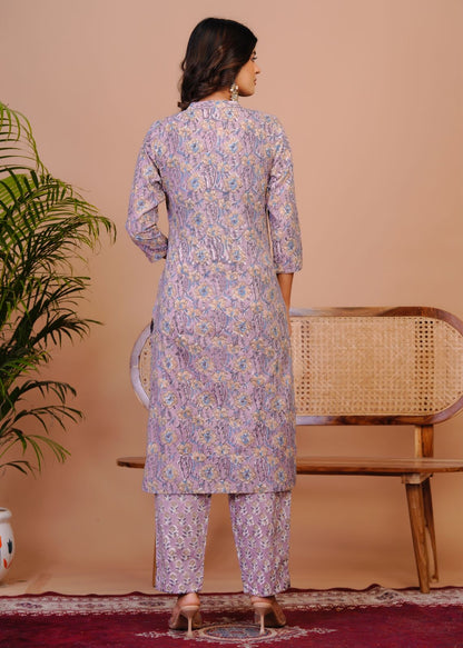 Lavender Harvest Kota Dupatta Suit