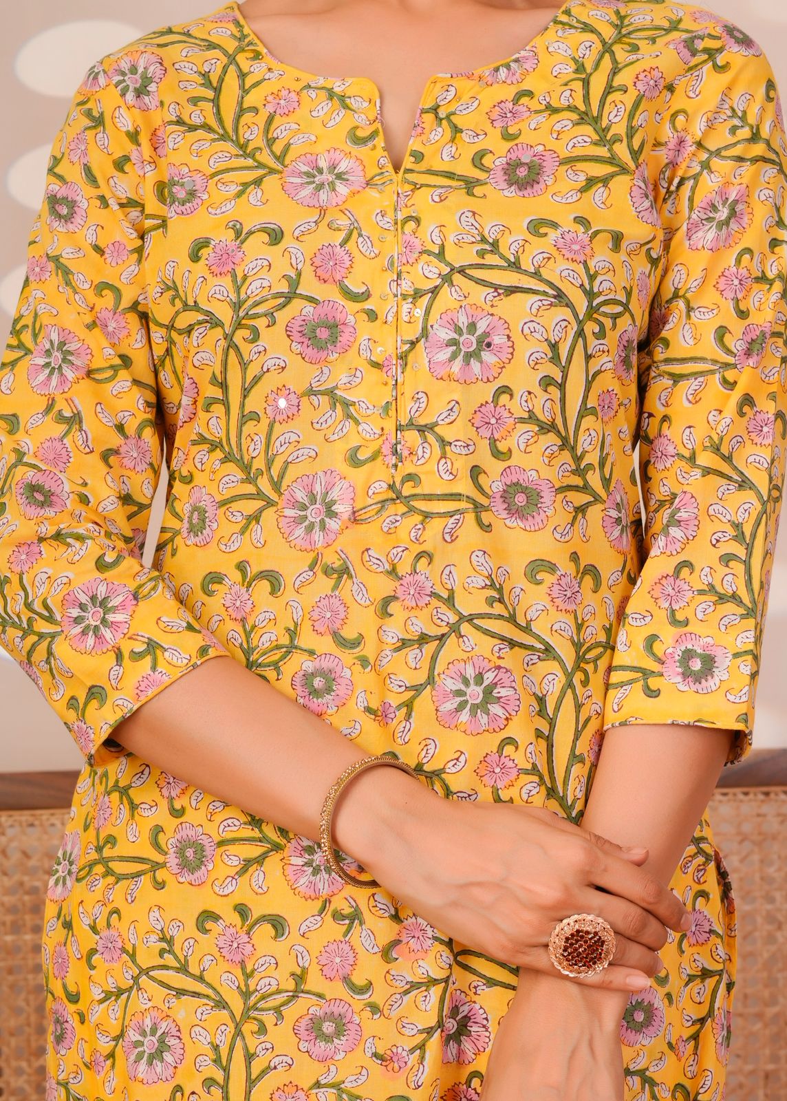 Yellow Petals Kota Dupatta Suit