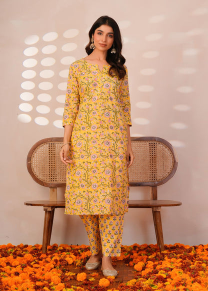 Yellow Petals Kota Dupatta Suit