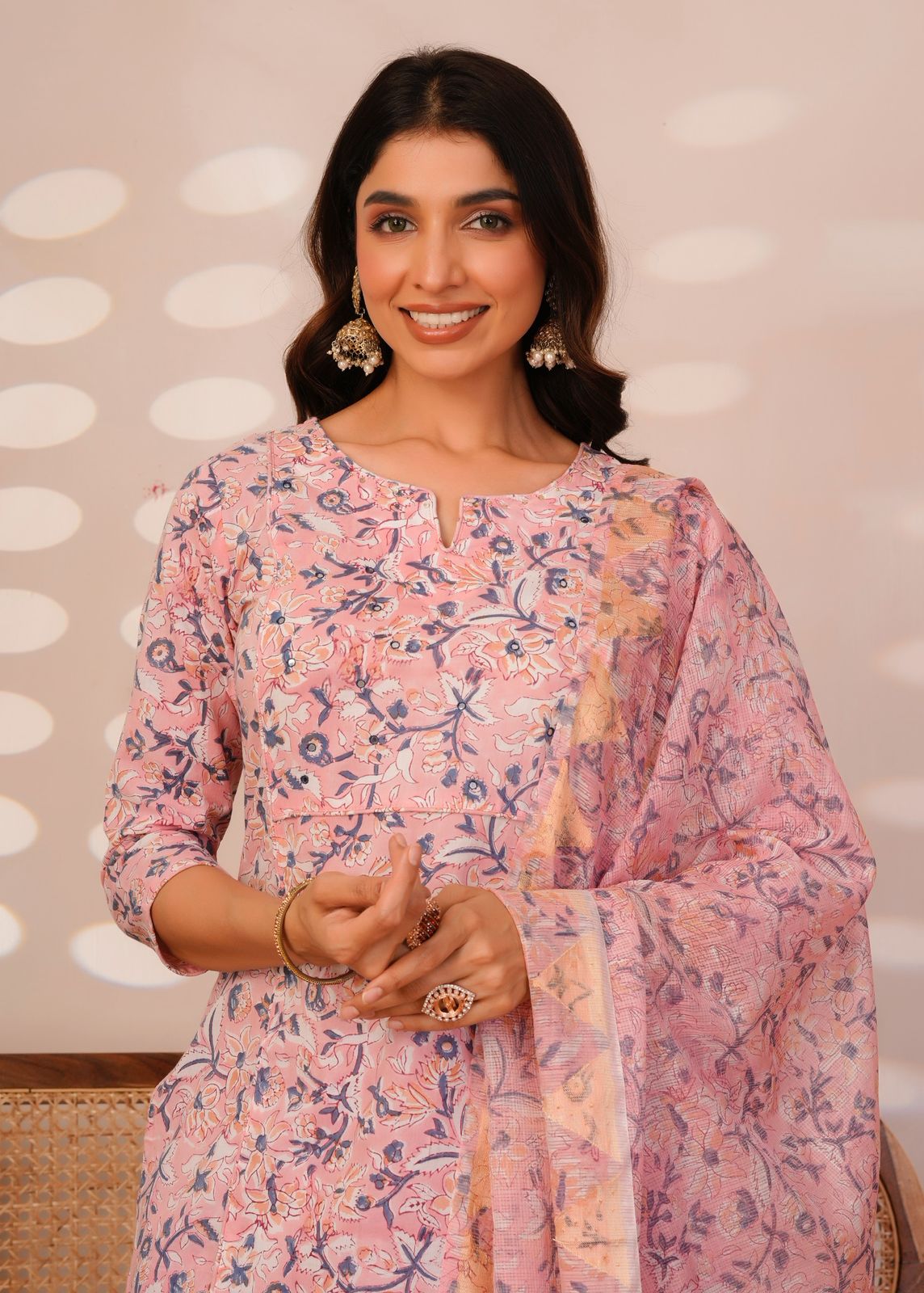Pink Leaf Story Kota Dupatta Suit