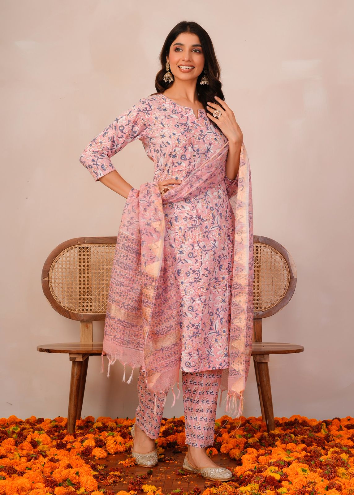 Pink Leaf Story Kota Dupatta Suit