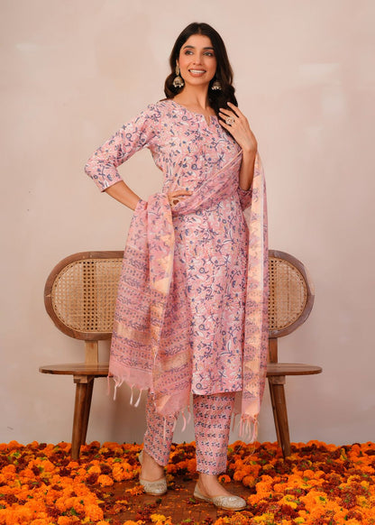 Pink Leaf Story Kota Dupatta Suit