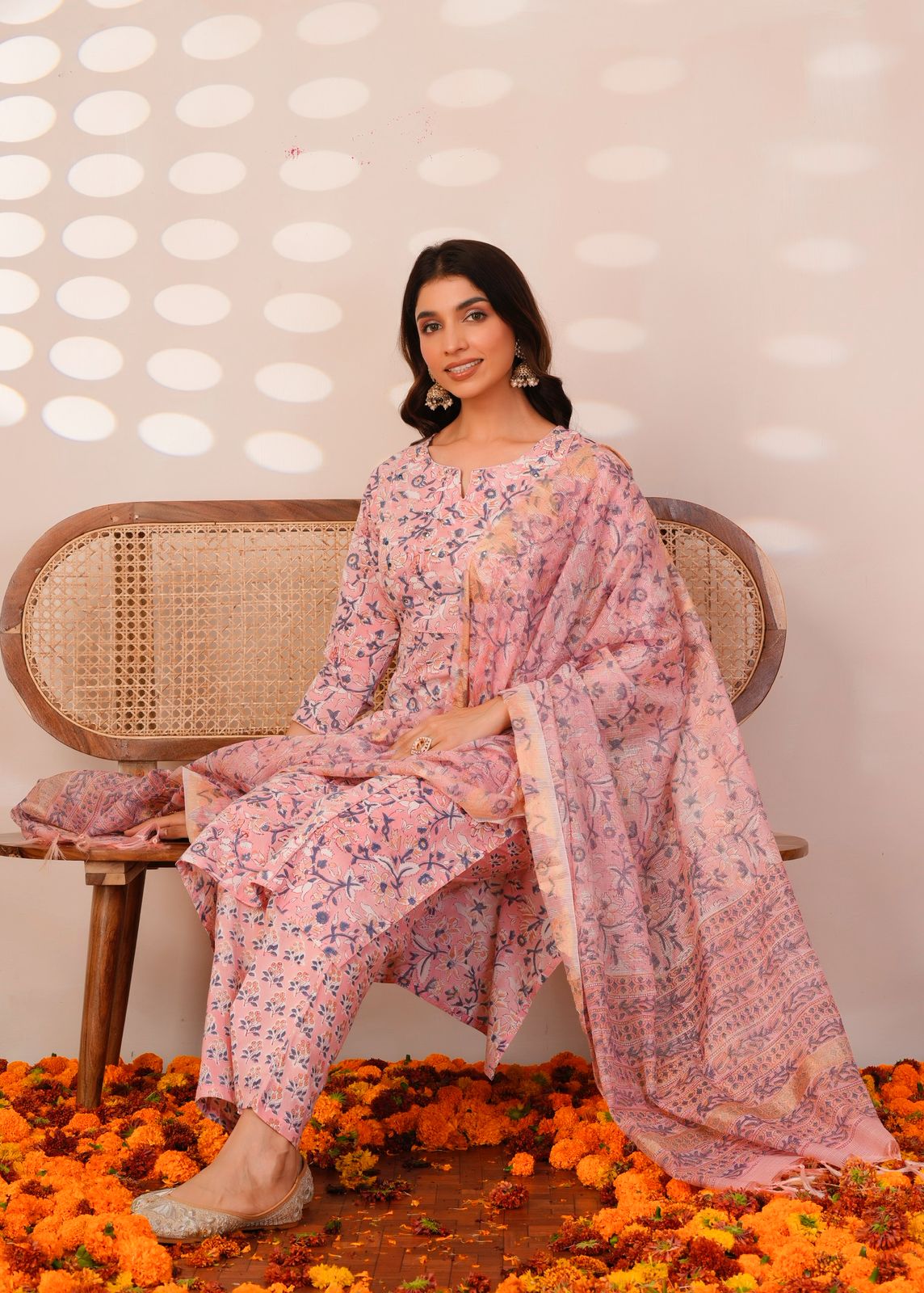 Pink Leaf Story Kota Dupatta Suit
