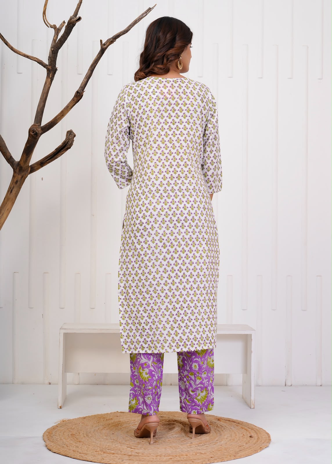 Purple Booti Fusion Kota Dupatta Suit