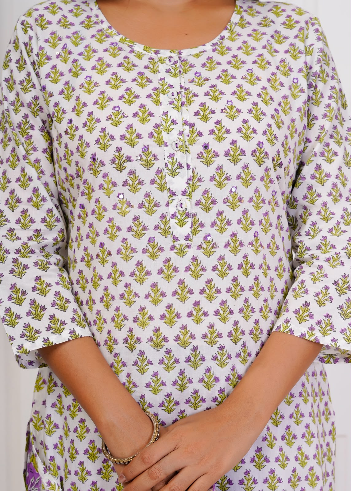 Purple Booti Fusion Kota Dupatta Suit