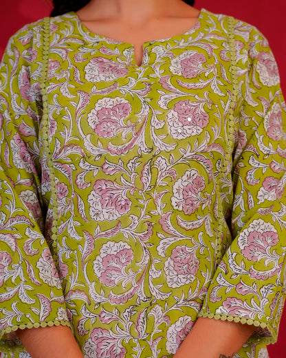 Green Whispers Kota Dupatta Suit