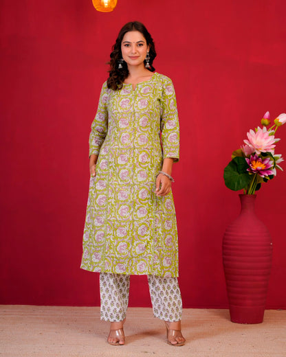 Green Whispers Kota Dupatta Suit
