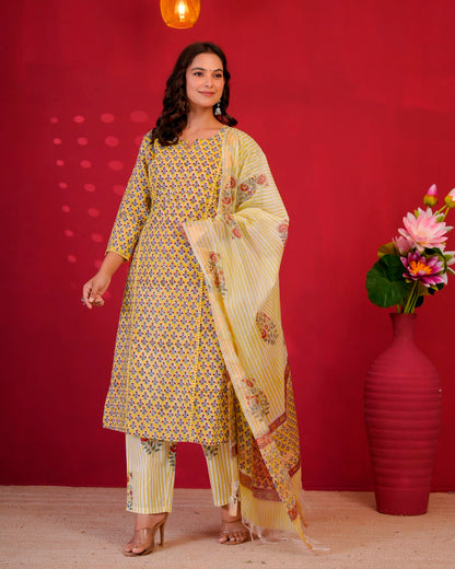 Lime Buds Kota Dupatta Suit