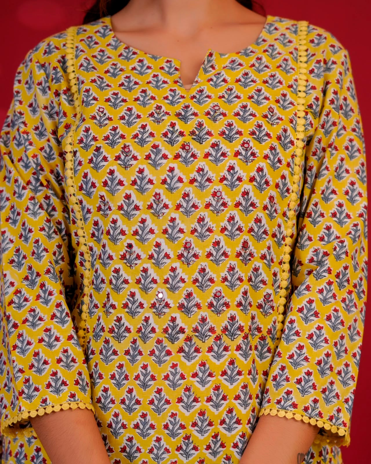 Lime Buds Kota Dupatta Suit