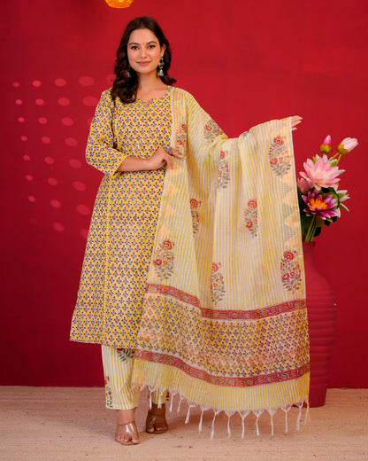 Lime Buds Kota Dupatta Suit
