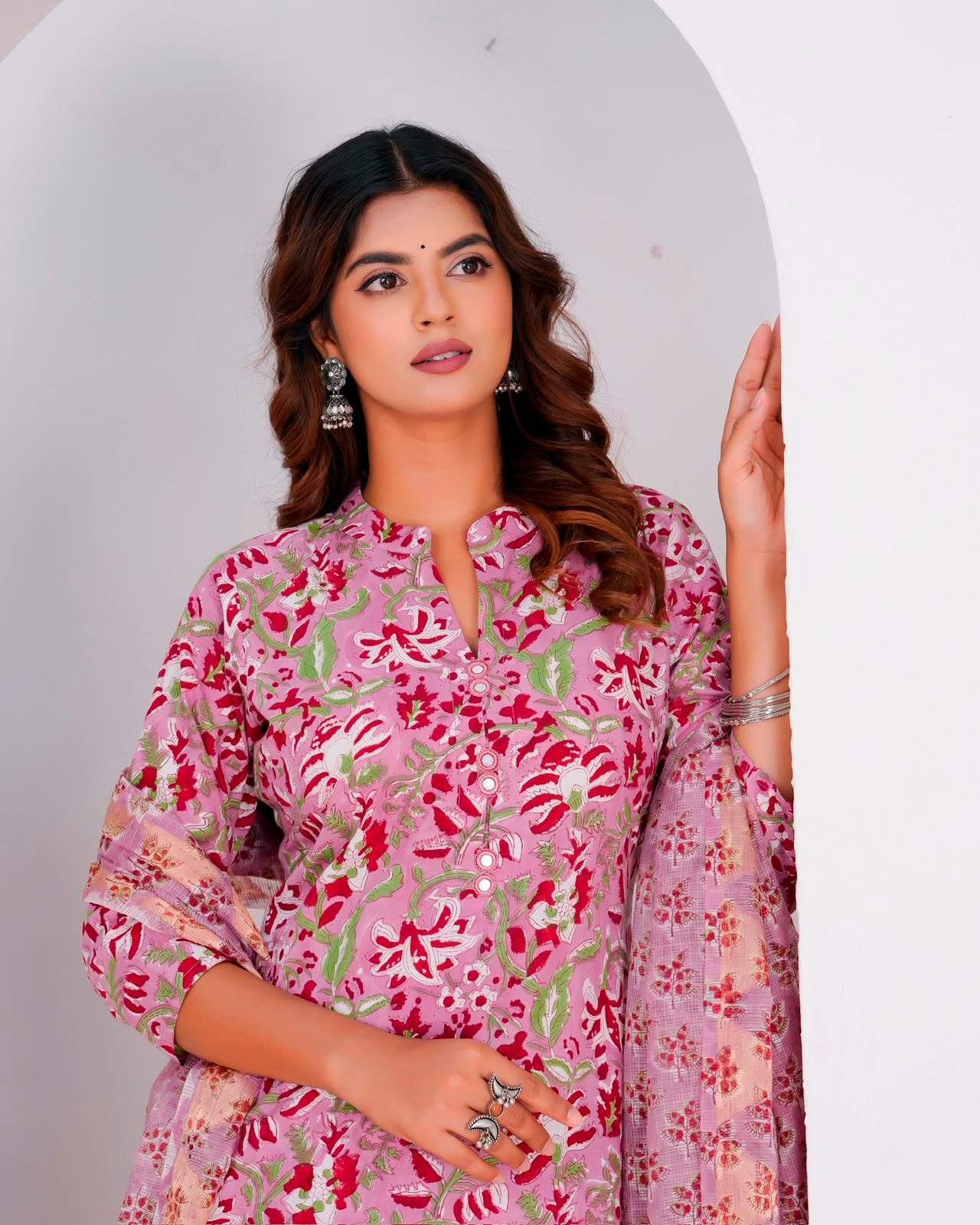 Mauve Cranberry Kota Dupatta Suit