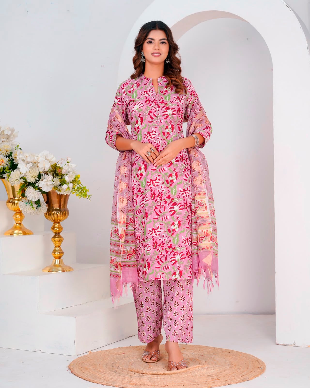Mauve Cranberry Kota Dupatta Suit