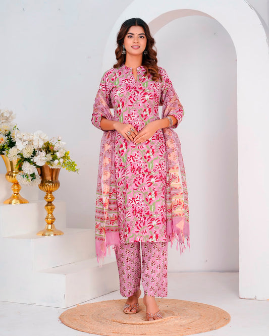 Mauve Cranberry Kota Dupatta Suit