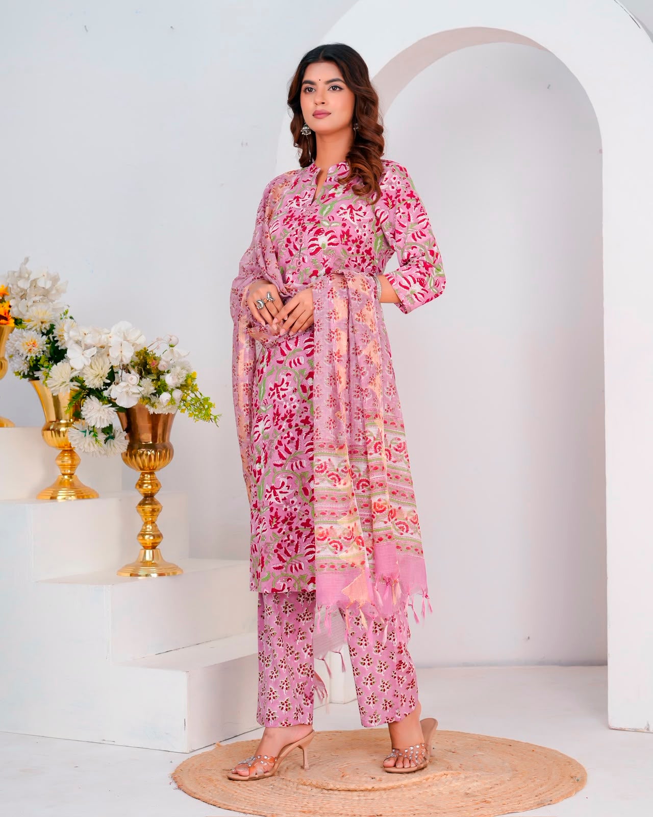 Mauve Cranberry Kota Dupatta Suit