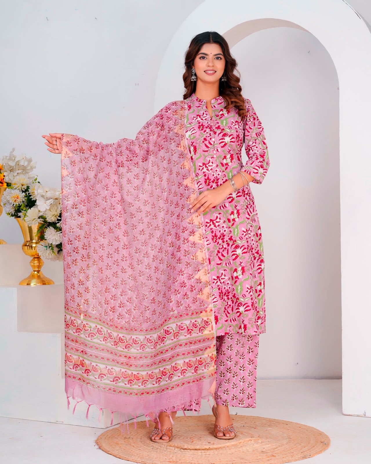 Mauve Cranberry Kota Dupatta Suit