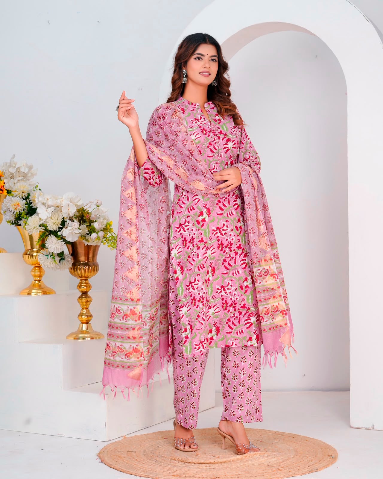 Mauve Cranberry Kota Dupatta Suit