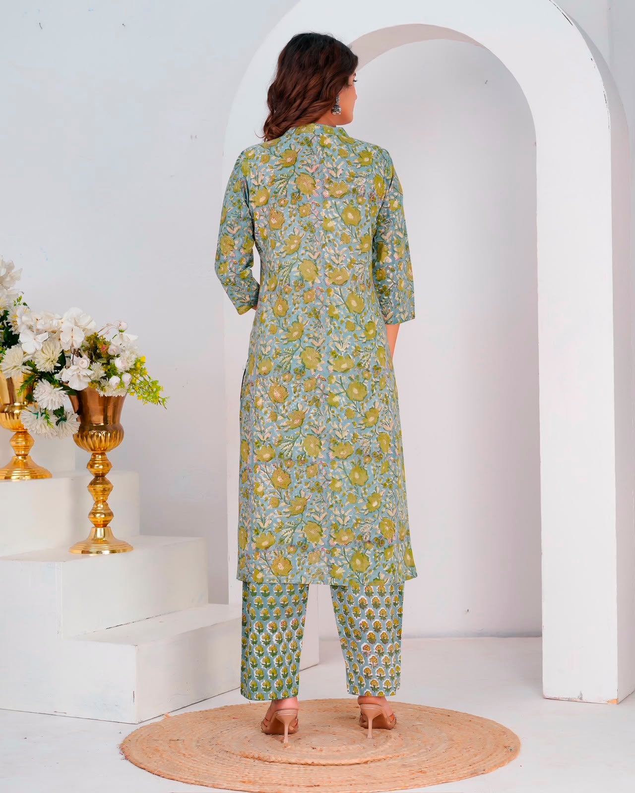 Green Daffodils Kota Dupatta Suit