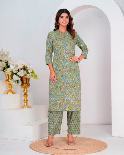 Green Daffodils Kota Dupatta Suit