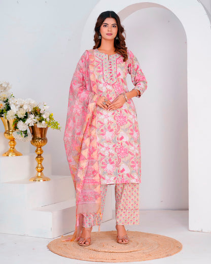 Beige Blush Whispers Kota Dupatta Suit