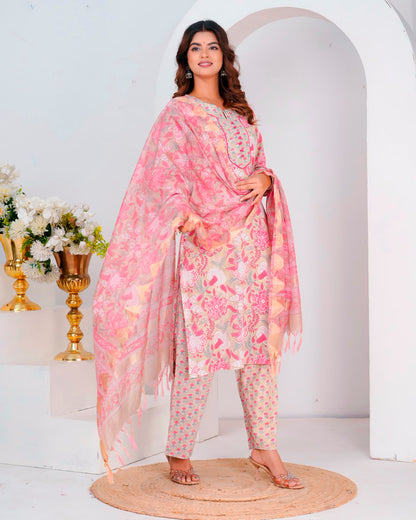 Beige Blush Whispers Kota Dupatta Suit